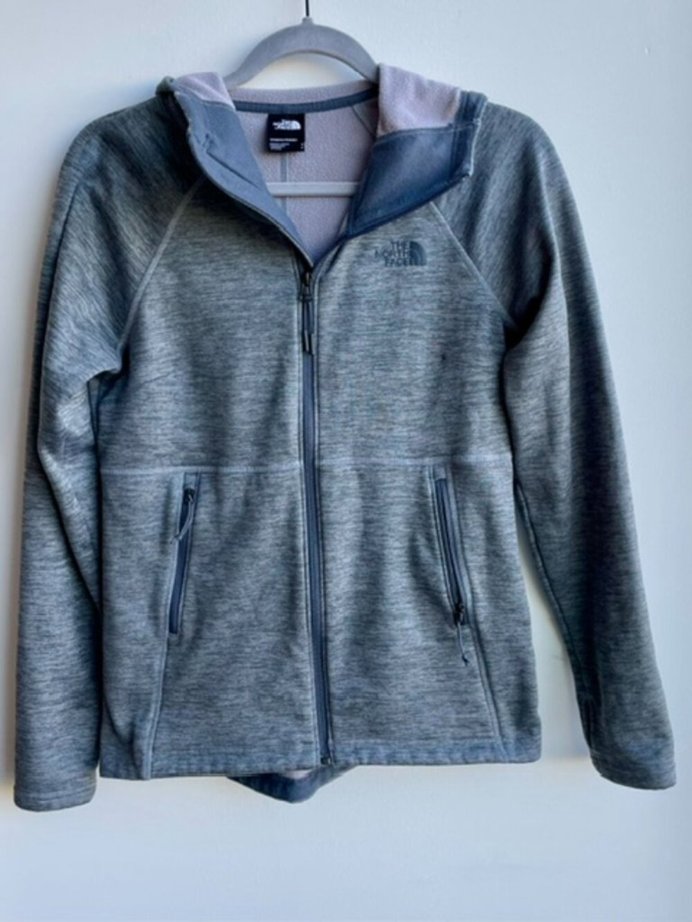 THE NORTH FACE Women’s Full Zip Long Sleeve Fleece Hoodie Sweatshirt Grey Sz S